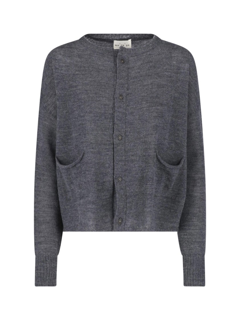 Ma'ry'ya Virgin Wool Cardigan With Round Neckline And Button Closure