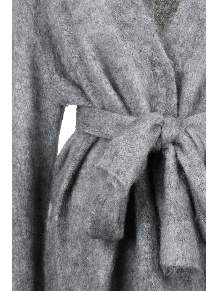 Forte Forte Grey Mohair-Blend Belted Cardigan