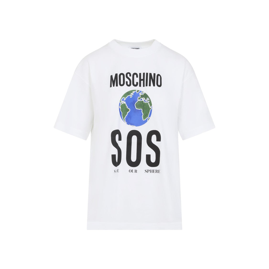 Moschino White Graphic Print Relaxed Fit T-Shirt
