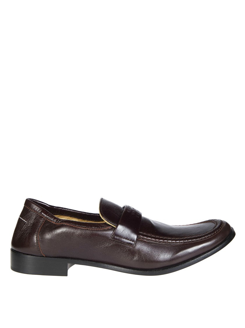 Mm6 By Maison Margiela Brown Pointed Toe Penny Strap Moccasins