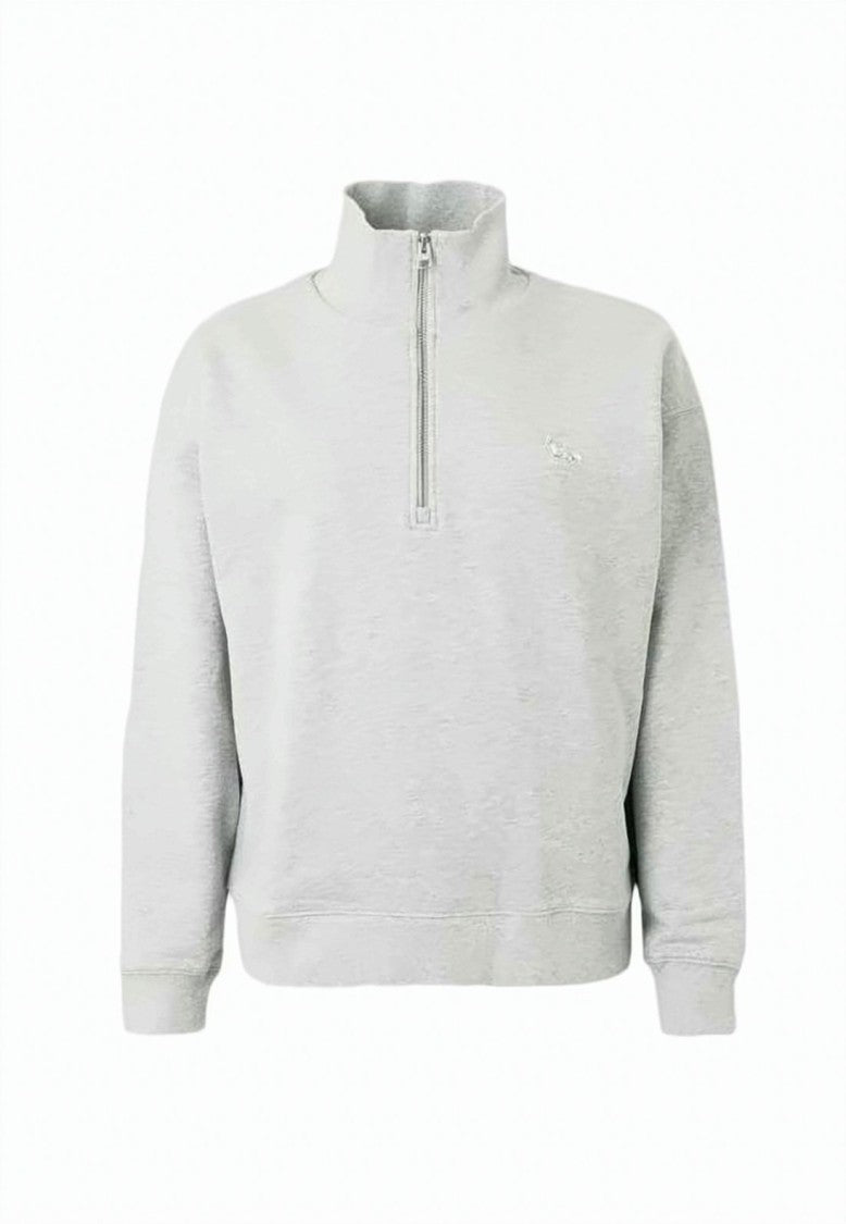 Maison Kitsuné Cropped Light Grey Turtleneck Sweatshirt
