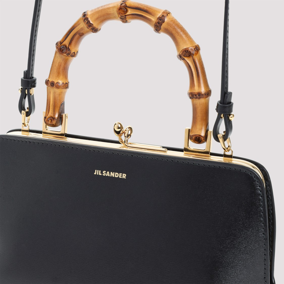 Jil Sander Black Calf Leather Goji Mini Bamboo Bag