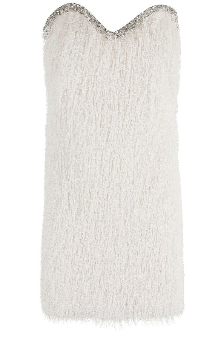 Amen Fringed Mini Dress With Rhinestone Trim