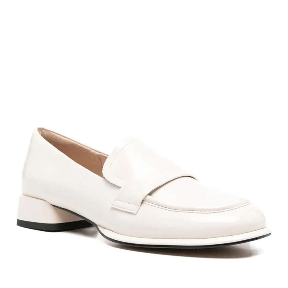 Sergio Moretti Gray Glossy Chunky Heel Patent Leather Loafers