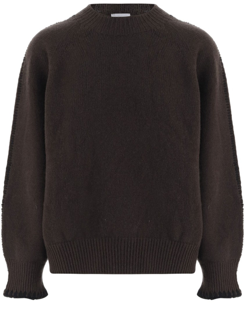 Oliver Lattughi Ribbed Cashmere Sweater With Crew Neck And Luxurious Texture