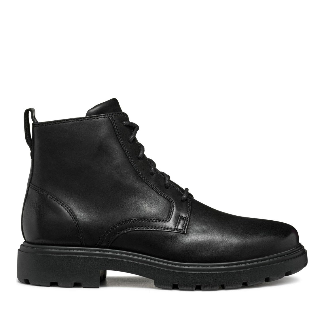 Geox Spherica Ec7 Black Smooth Leather Ankle Boots