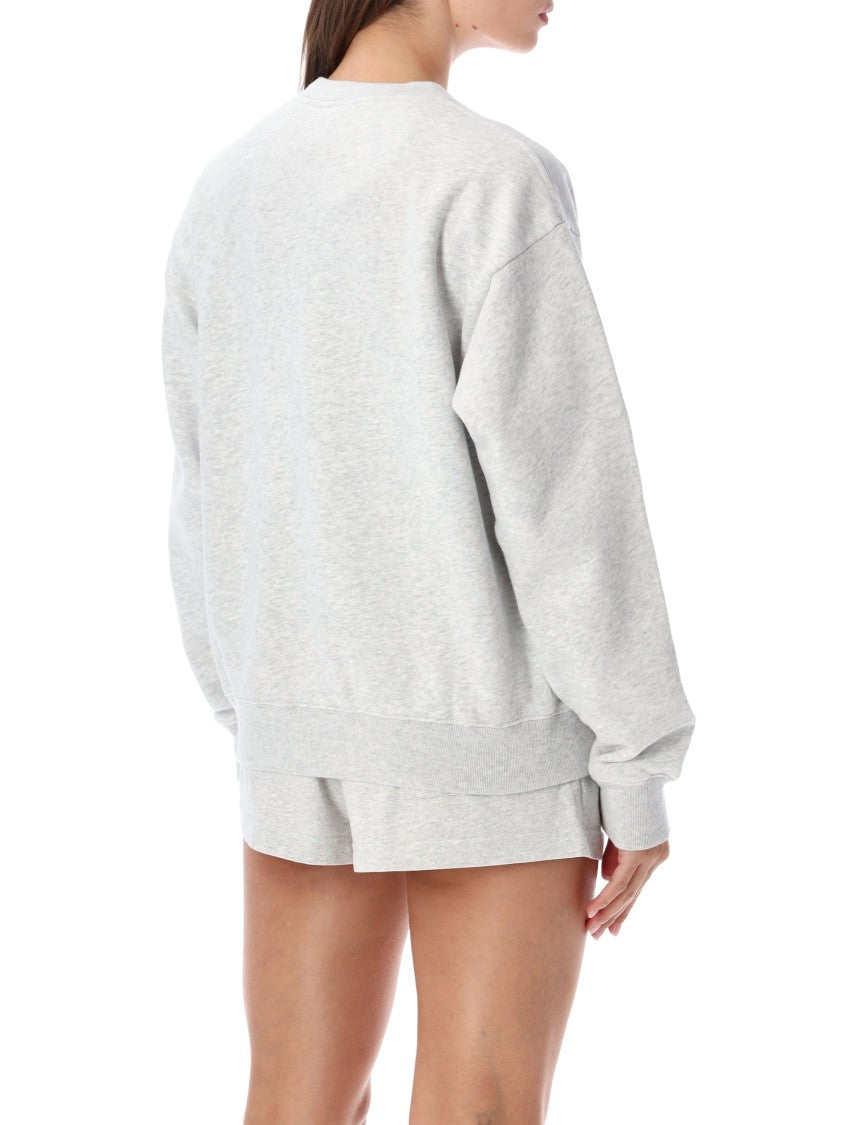 Sporty And Rich Varisity Light Grey Red Emblem Sweatshirt