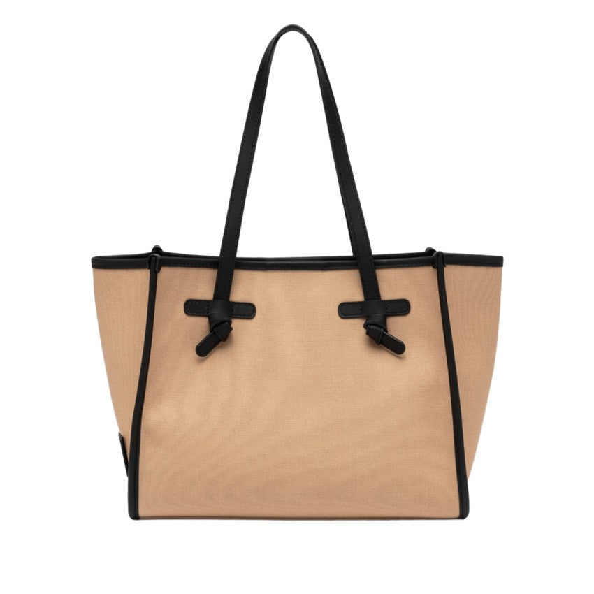 Marcella Structured Canvas Handbag With Contrasting Leather Accents