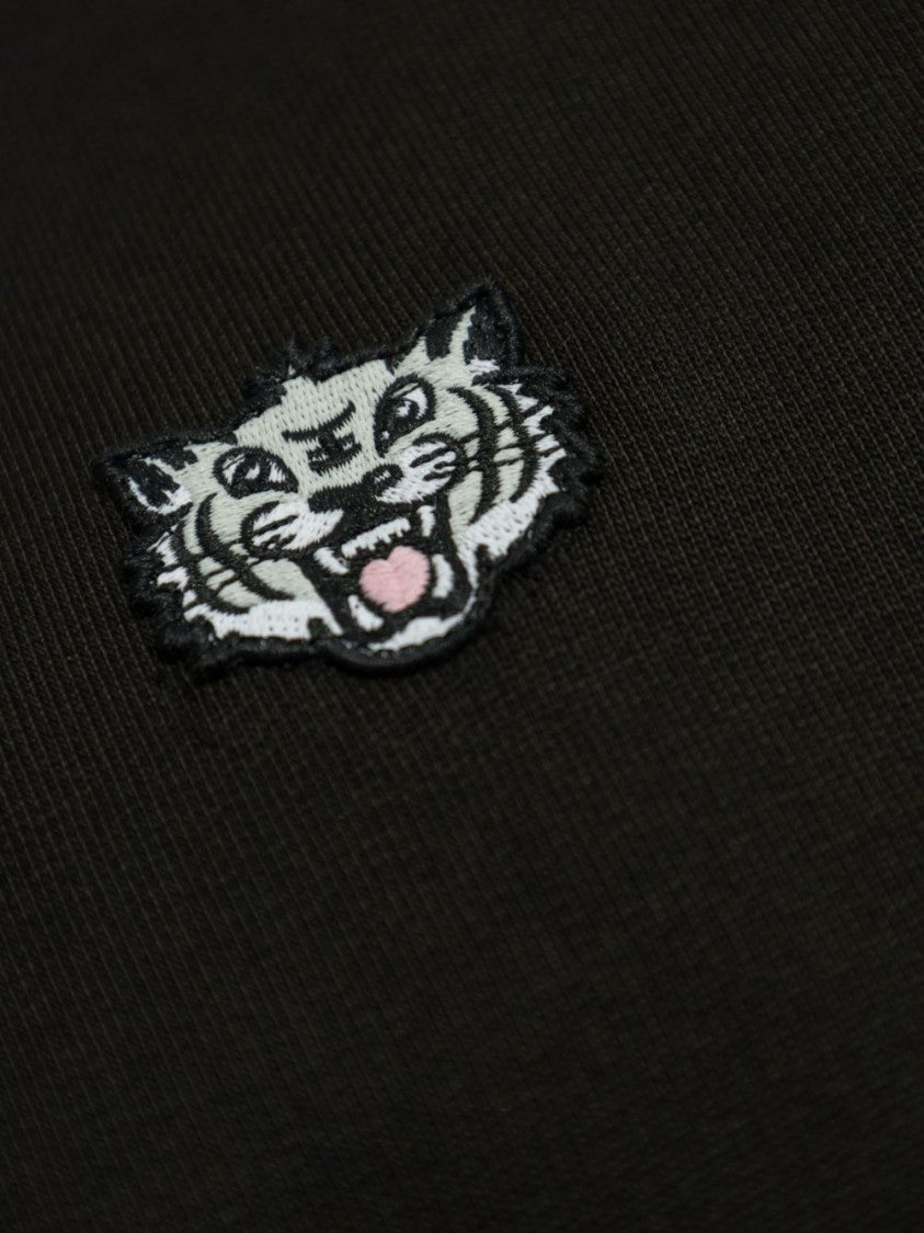 Kenzo Classic Black Cotton Sweatshirt With Ribbed Detailing