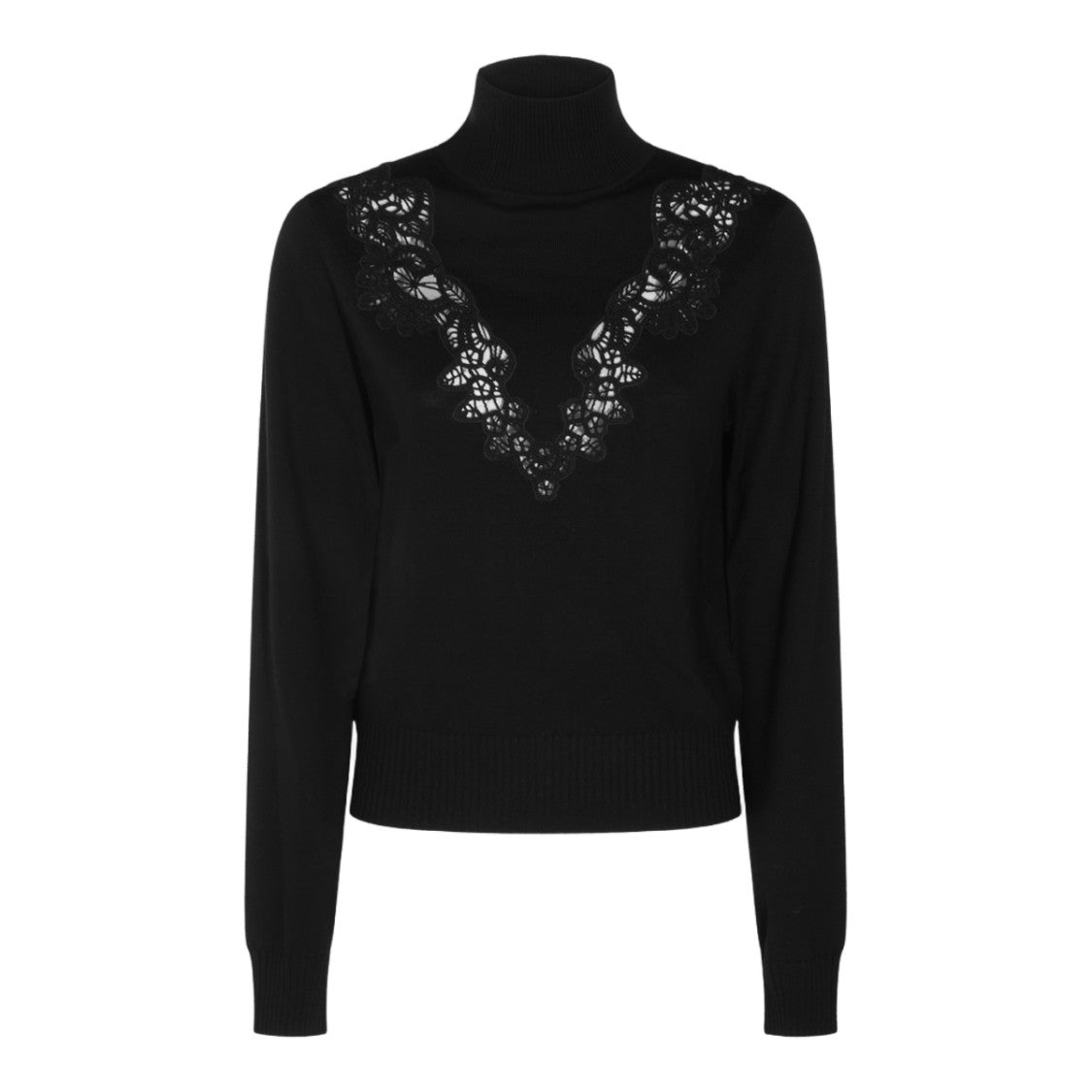 Zimmermann High Turtleneck Sweater With Lace Panel Detail