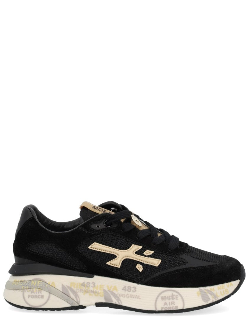 Premiata Black Mesh And Suede Sneakers