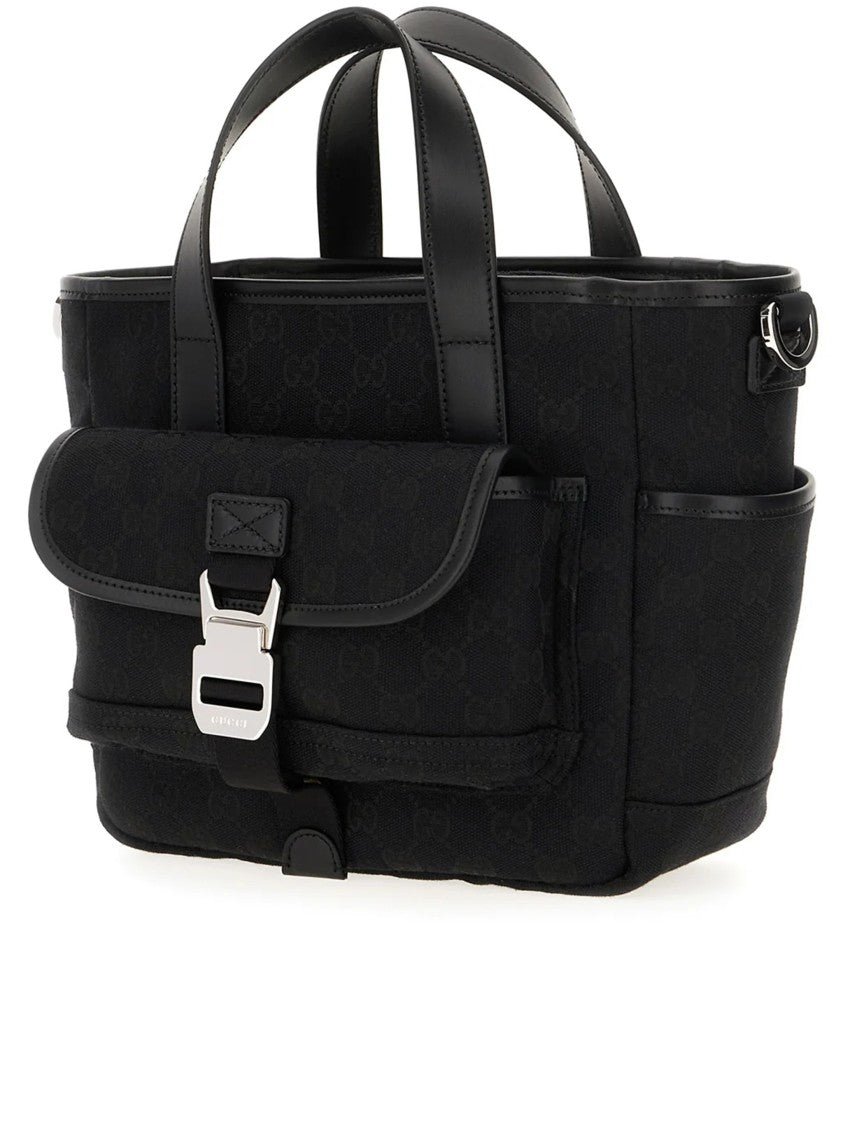 Gucci Black Subtle Monogram Buckle Tote Bag