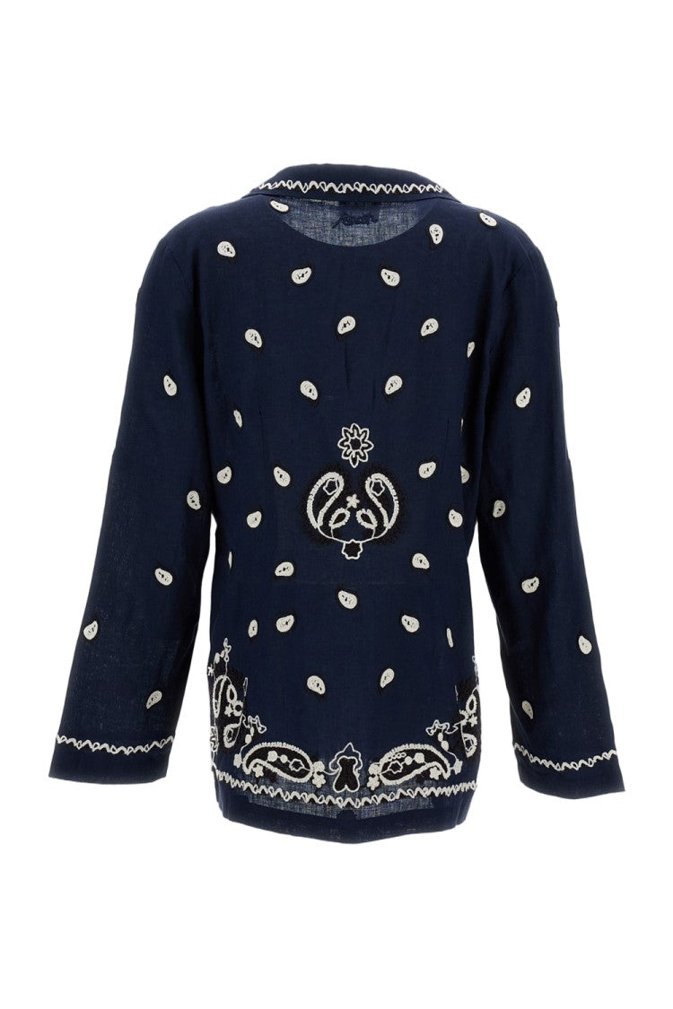 Parosh Embroidered Linen Jacket With Classic Lapels