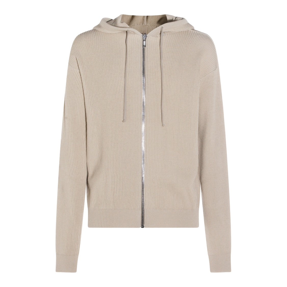 Rick Owens Sand Wool Hooded Zip Sweater