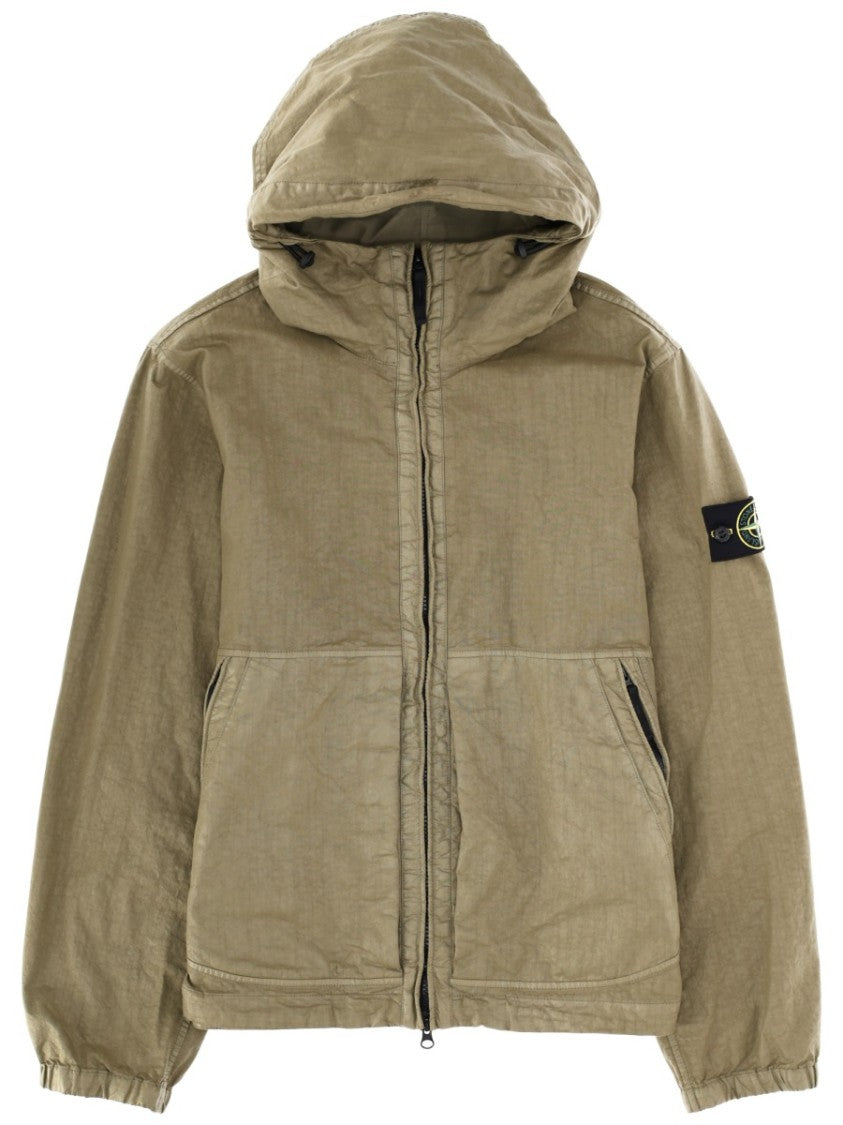 Stone Island Neutrals Grid Pattern Technical Polyamide Jacket
