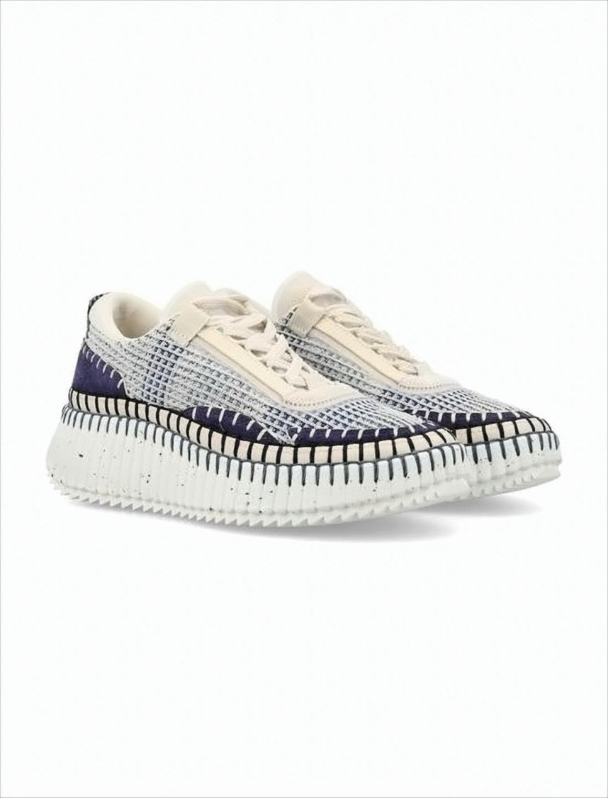 Chloé Woven Upper Sneakers With Chunky Sole