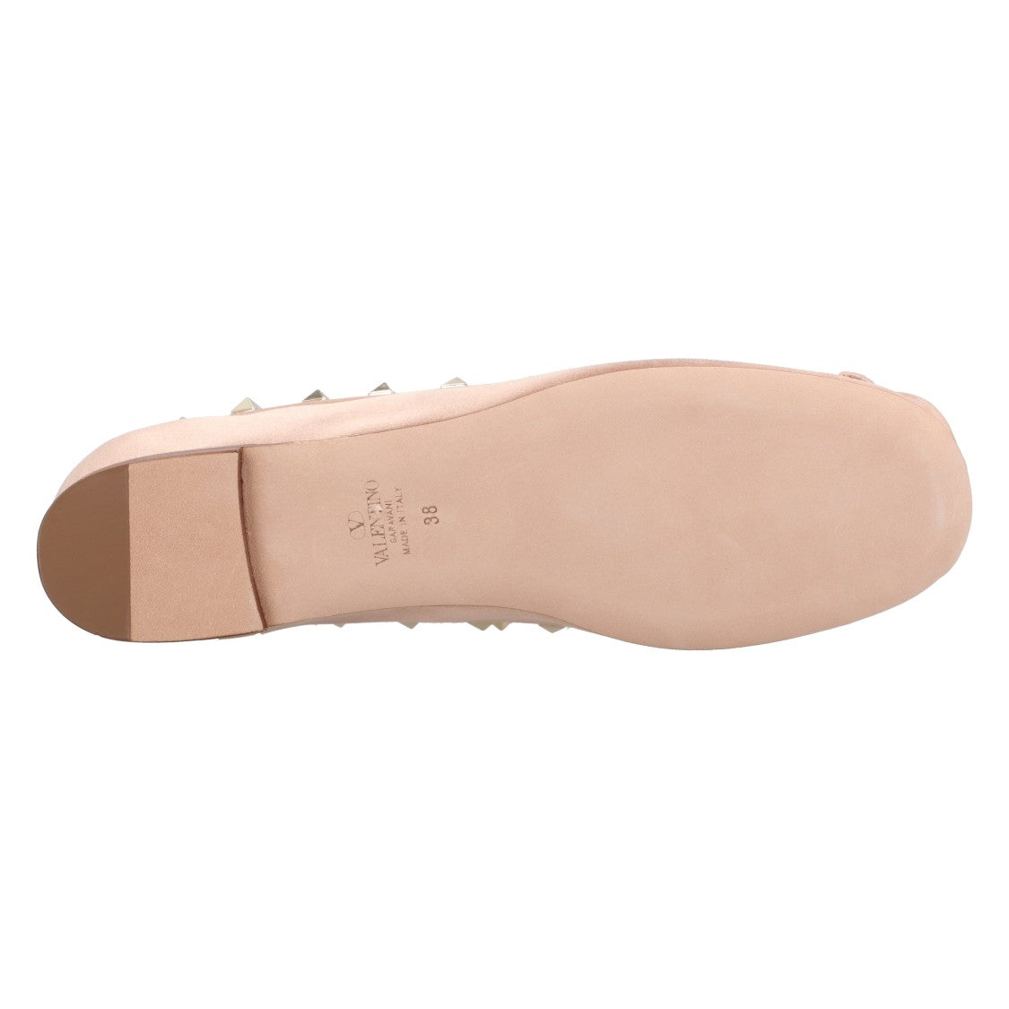 Valentino Rockstud Satin Ballerinas Pink