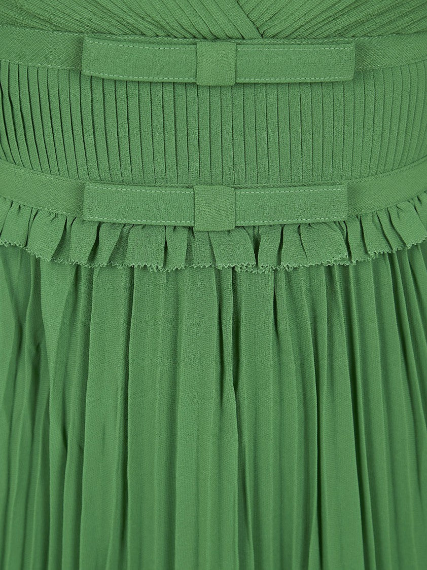 Self-Portrait Pleated Chiffon Midi Dress
