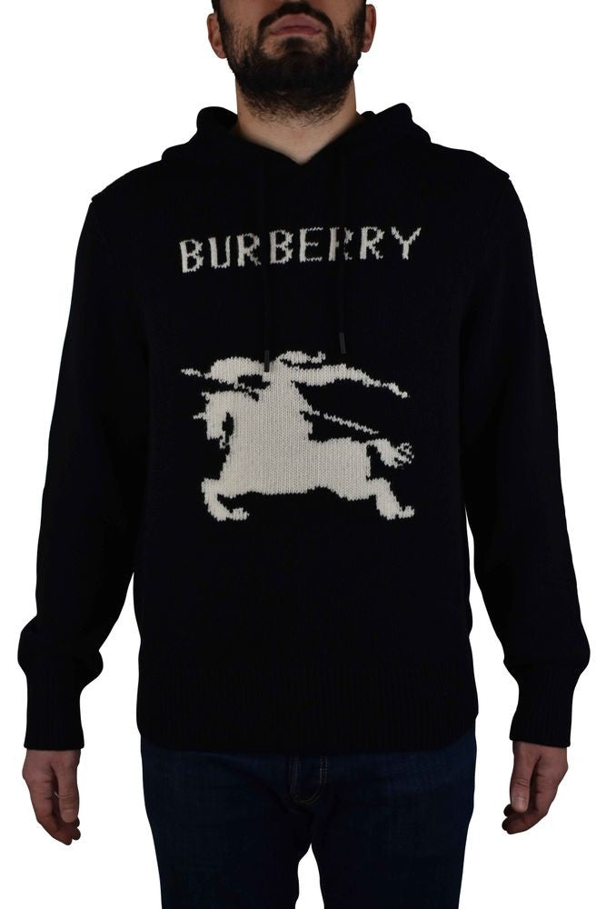 Burberry Black Hoodie With Iconic Equestrian Knight