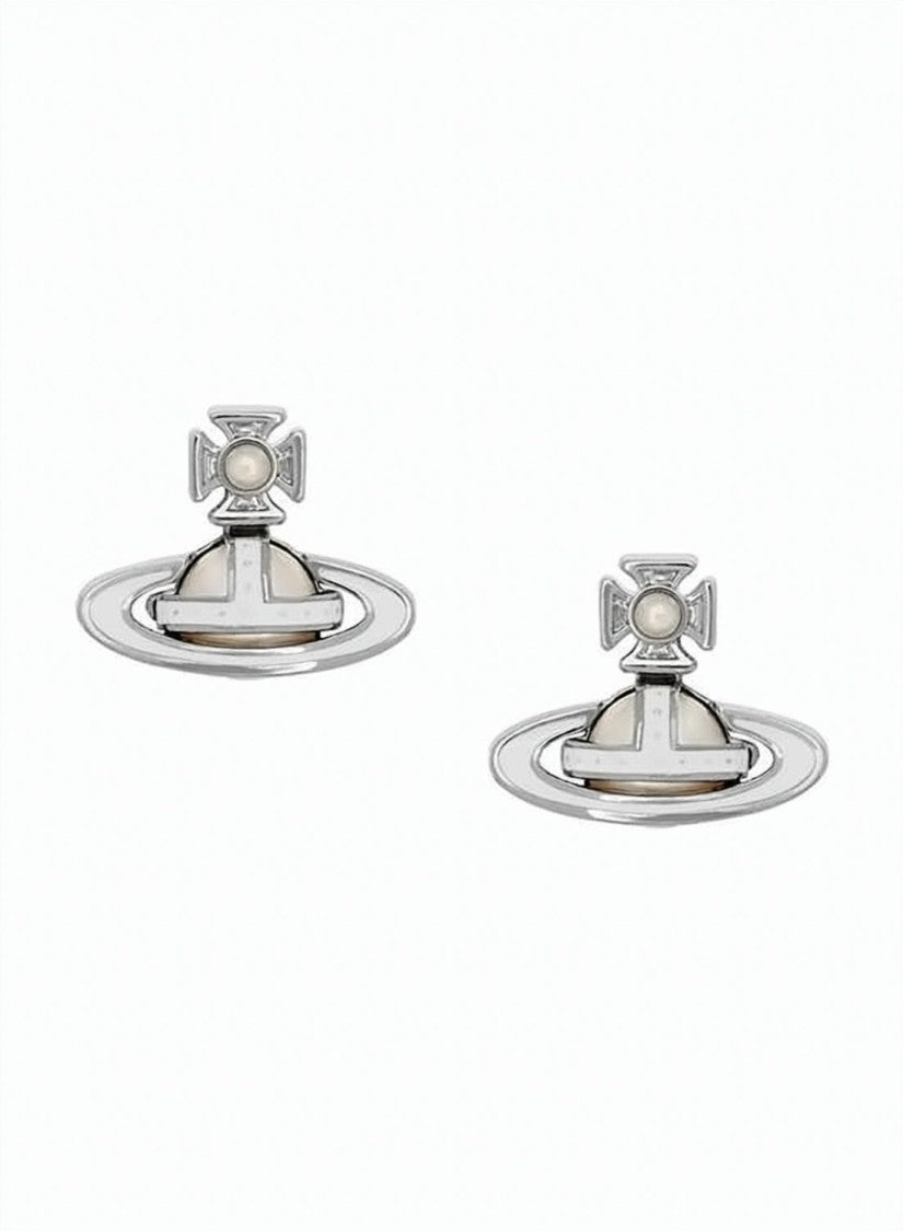Vivienne Westwood Distinctive Orb Design Silver Earrings