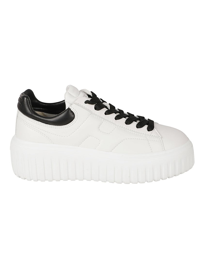 Hogan Chunky White Leather Sneakers With Embossed Logo And Padded Collar