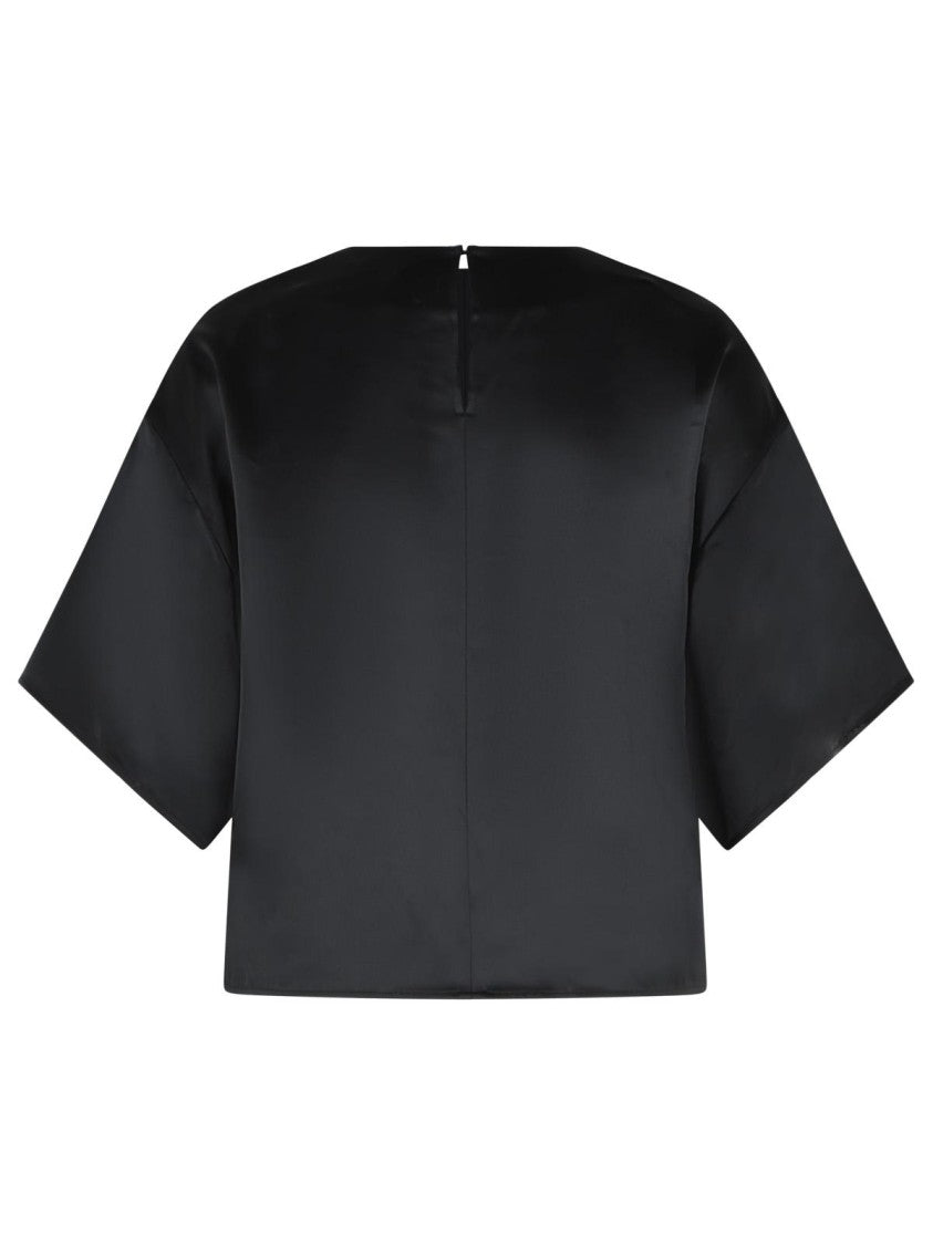 Simkhai Loose Fit Black Acetate Blend Top With Crew Neckline