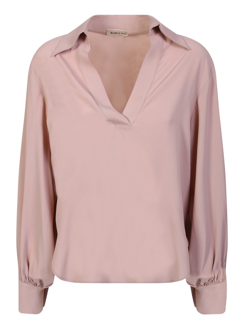 Blanca Vita Silk Blend Nude Blouse