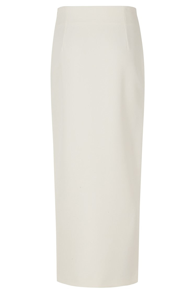 Federica Tosi Beige Deep Front Slit Polyester Long Evening Dress