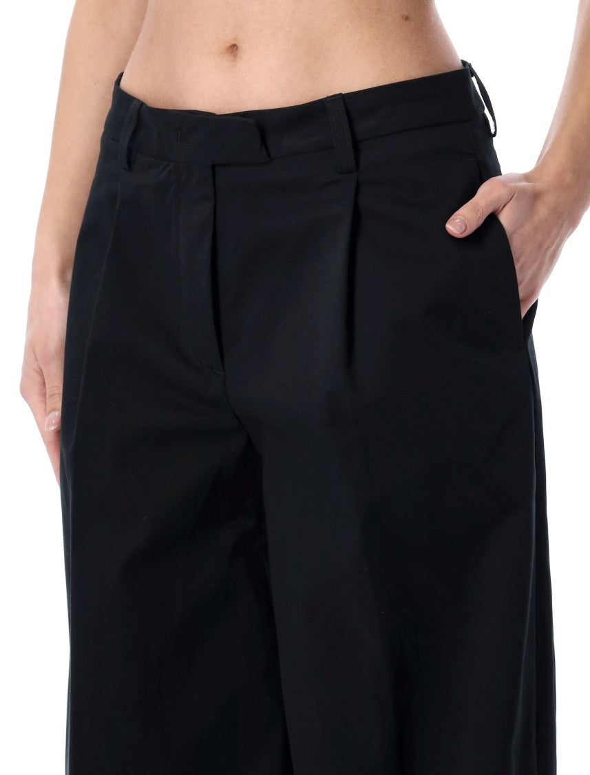 The Latest Deva Wide Leg Cotton Tailored Trousers