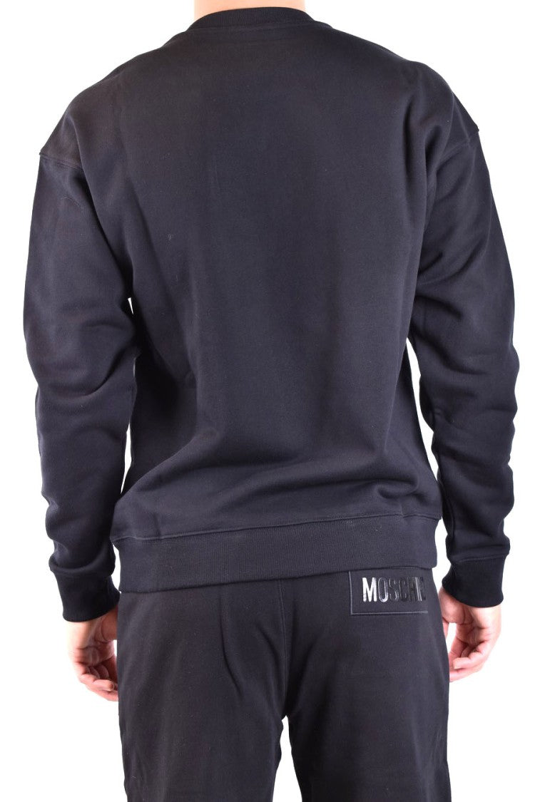 Moschino Black Cotton Sweatshirt With Oversized Logo Design