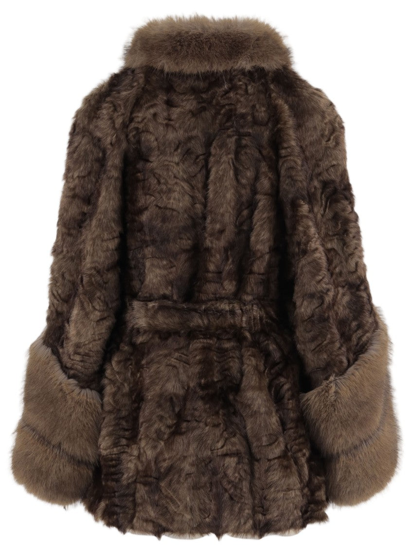 Uncommon Brown Belted Faux Fur Jacket