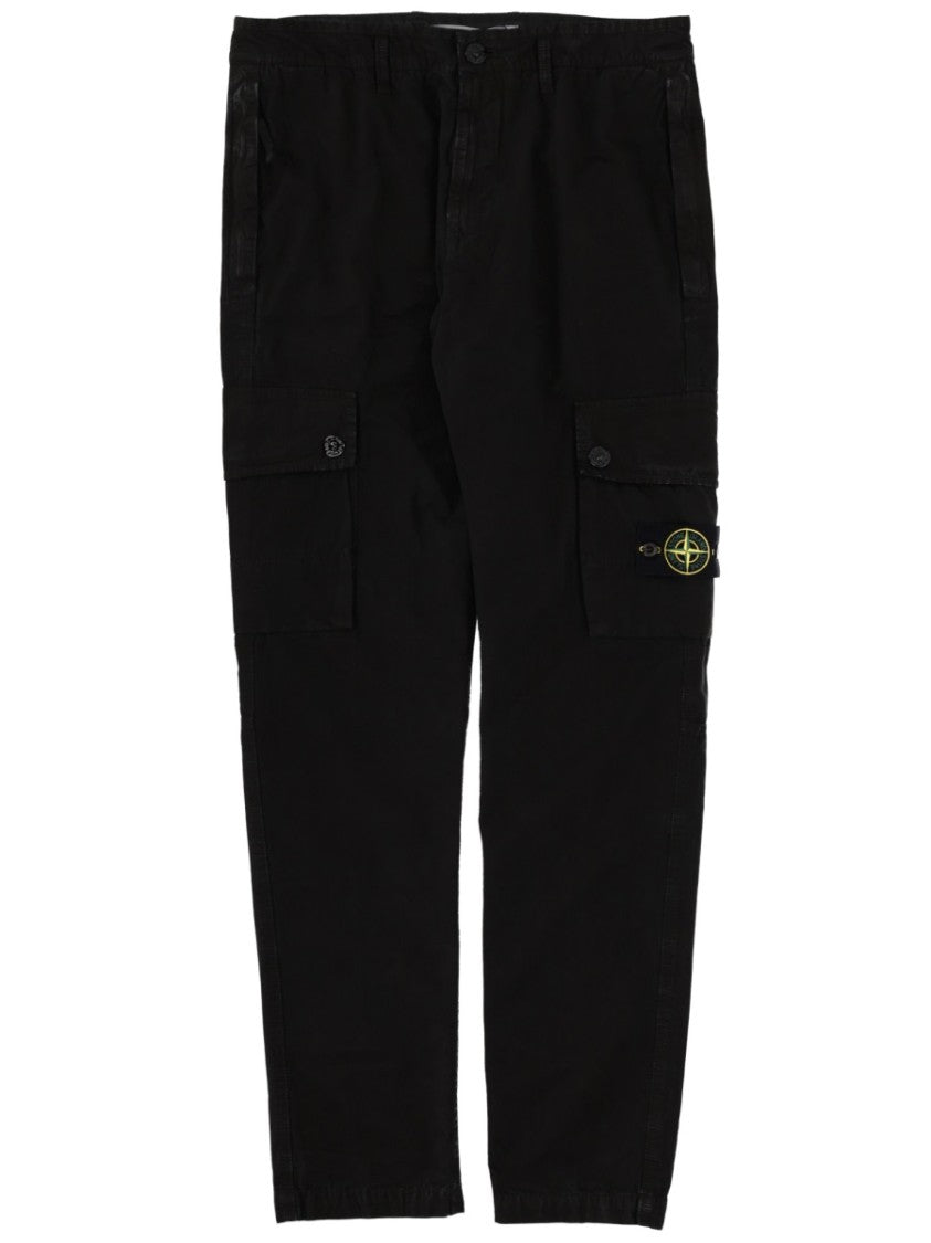 Stone Island Neutrals Logo Patch Cotton Cargo Pants