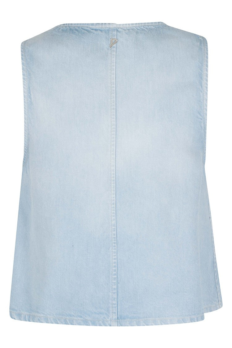 Dondup Blue Asymmetrical-Hem Lyocell Tank Top