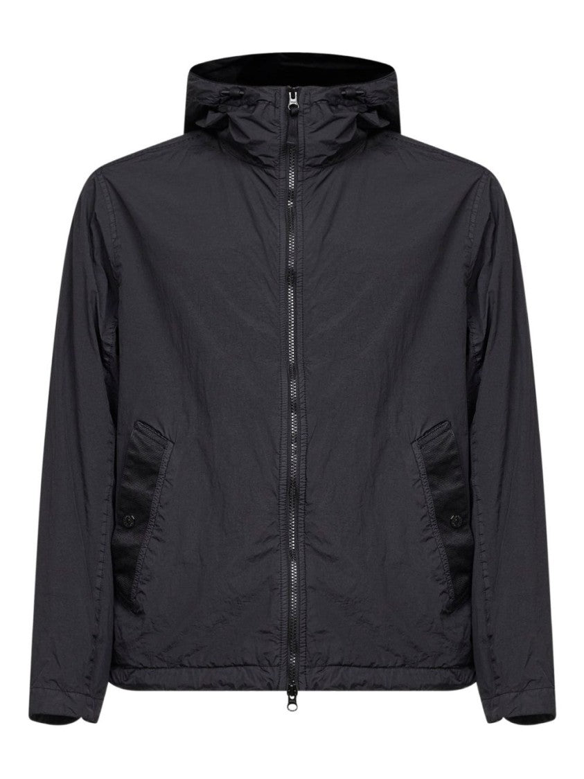 Stone Island Smooth-Finish Blue Jacket With Logo Patch