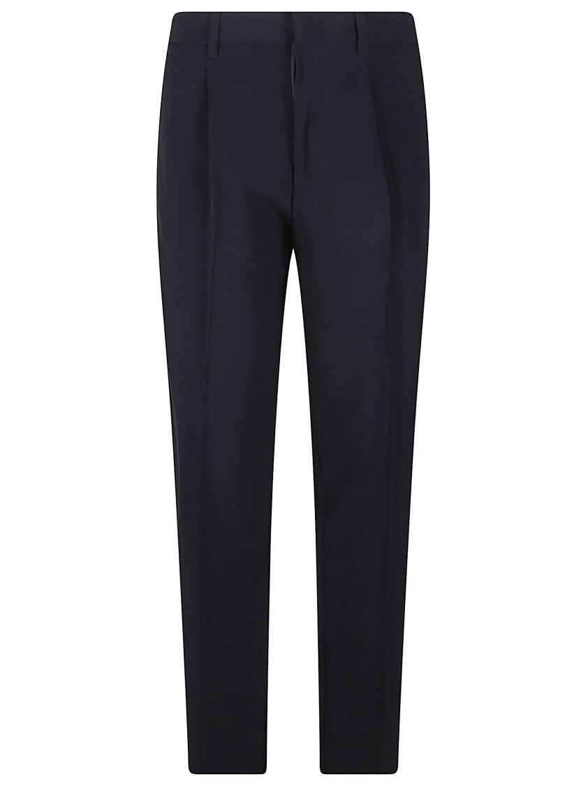 Emporio Armani Tailored Black Trousers With Subtle Pleats And Zipper Detail
