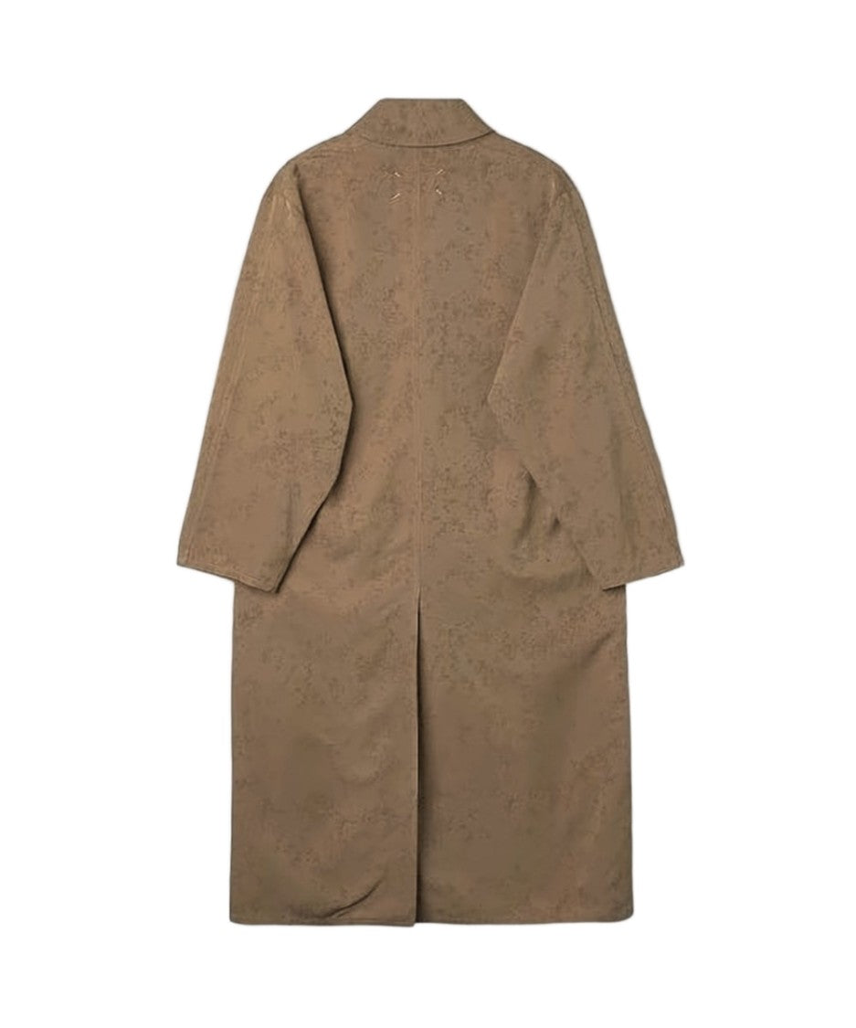 Maison Margiela Textured Brown Viscose-Rayon Coat With Classic Collar And Central Vent