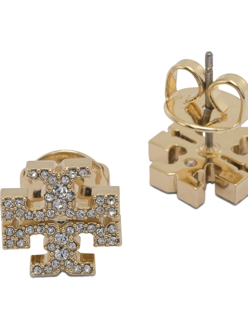 Tory Burch Gold-Tone Geometric Logo Stud Earrings