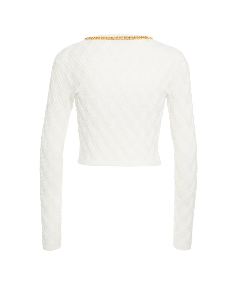 Elisabetta Franchi Textured Knit Cropped Cardigan