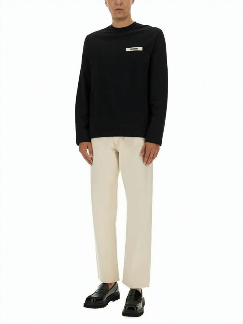 Jacquemus Long-Sleeve Black Cotton Shirt With Minimalist Design