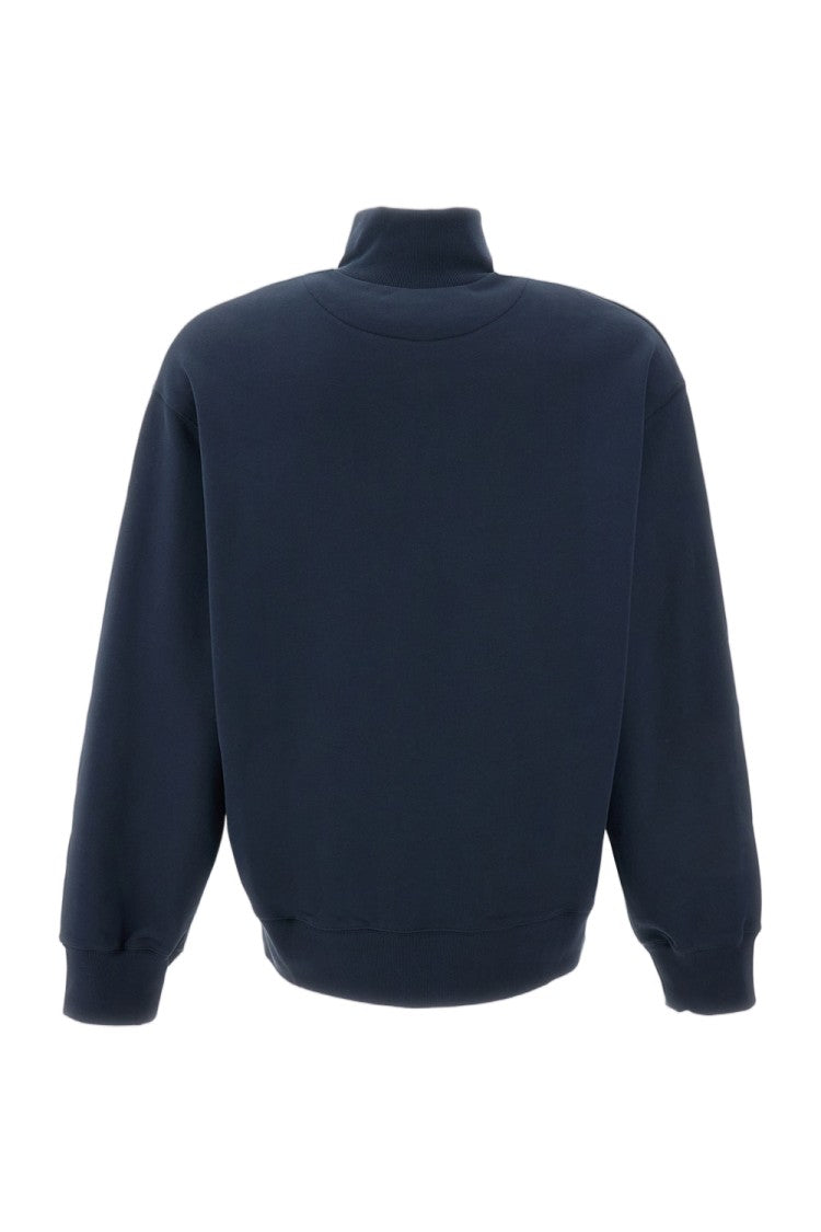Maison Kitsuné Blue Fox Head Cotton Half-Zip Sweatshirt