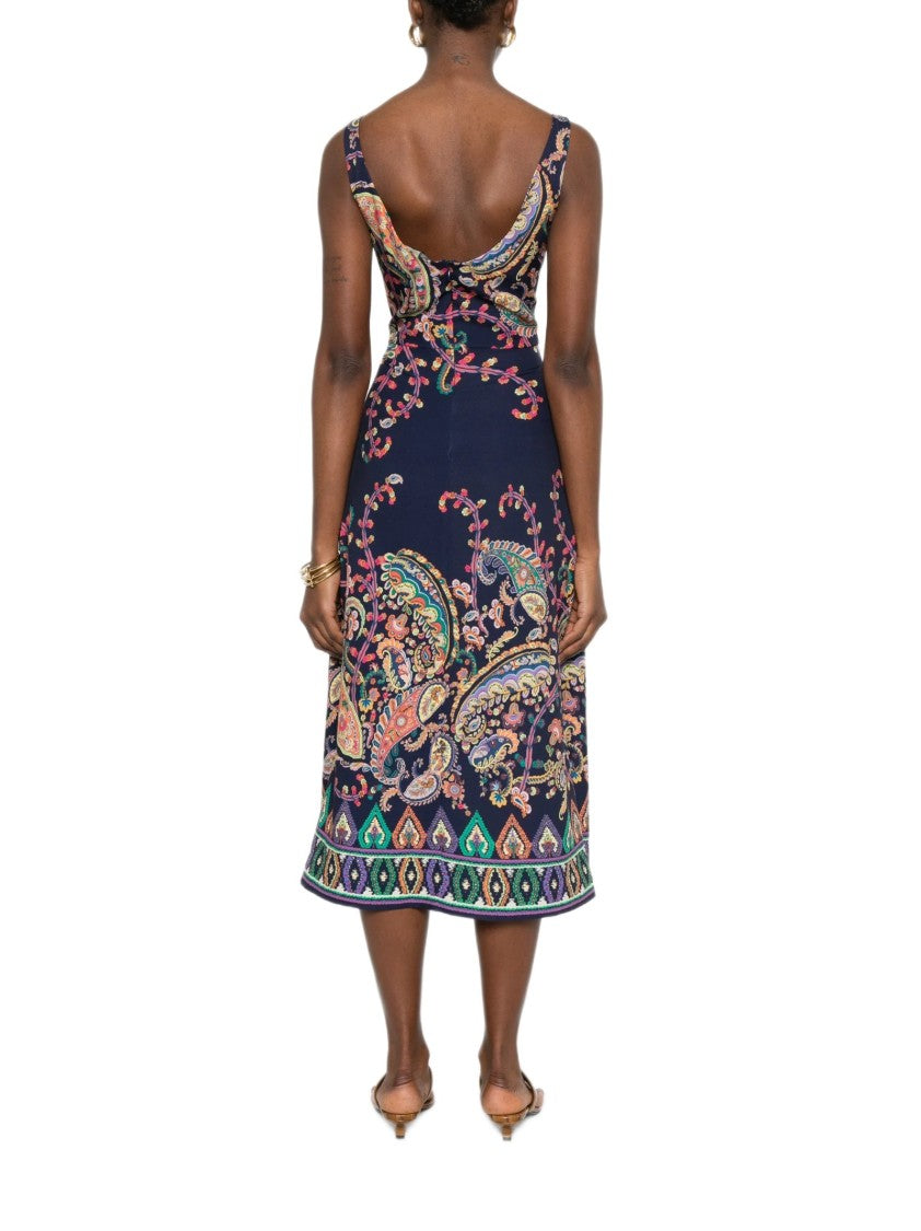 Etro Blue Paisley Scoop Back Dress