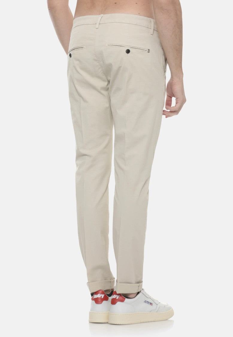Dondup Warm Beige Gaubert Slim Fit Stretch Cotton Trousers
