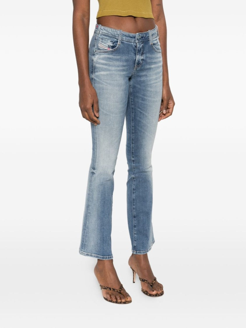 Diesel Faded Blue Denim Jeans With Flared Silhouette