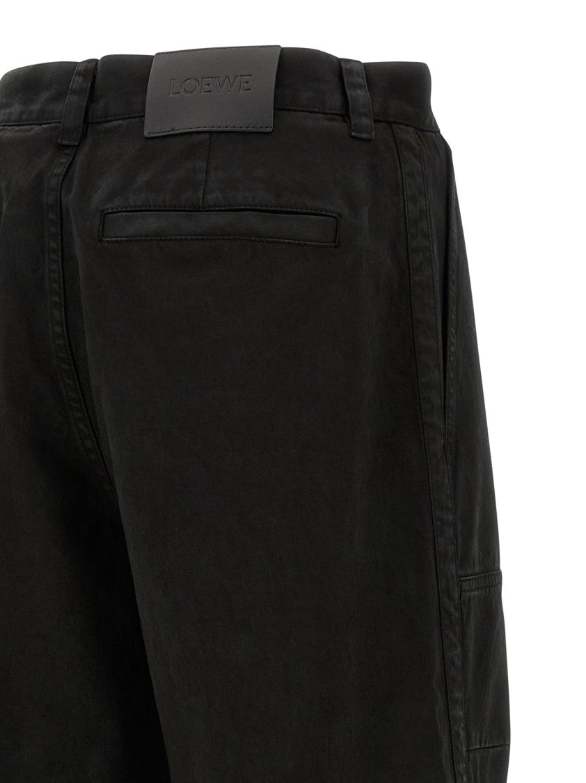 Loewe Wide-Leg Cargo Pants In Washed Cotton Satin