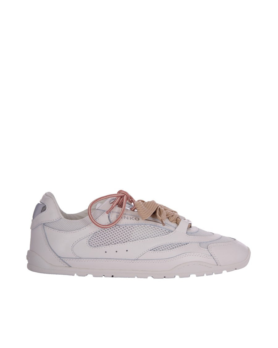 Pinko Minimalist White Sneakers With Technical Mesh