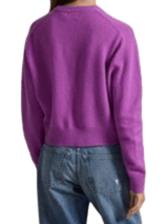 Polo Ralph Lauren Roomy Ribbed Neckline Sweatshirt In Vivid Purple