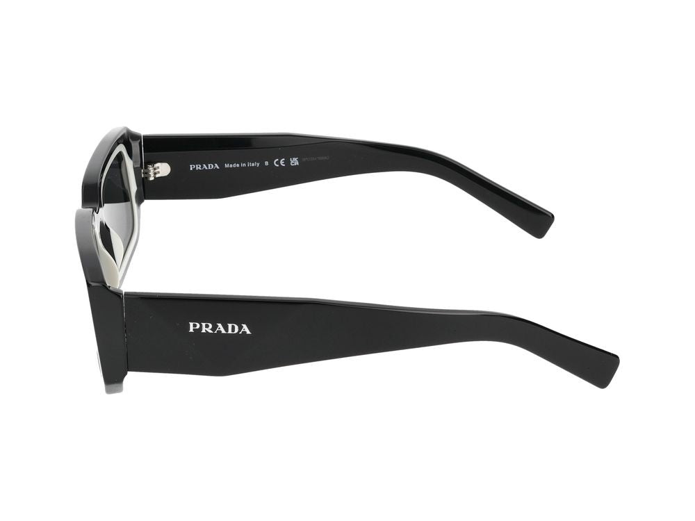 Prada Black Oversized Rectangular Acetate Sunglasses