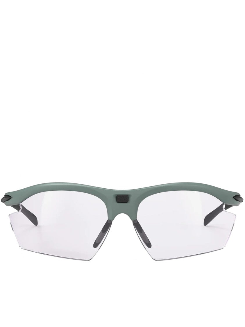 Rudy Project Matte Green Semi-Rimless Sunglasses With Ergonomic Design