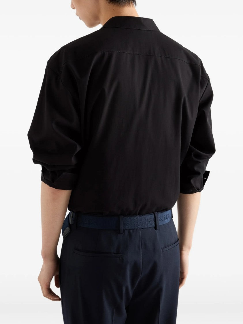 Prada Black Zip-Up Fabric Shirt