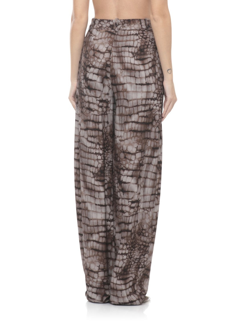 Elisabetta Franchi Brown Viscose Animalier Pants